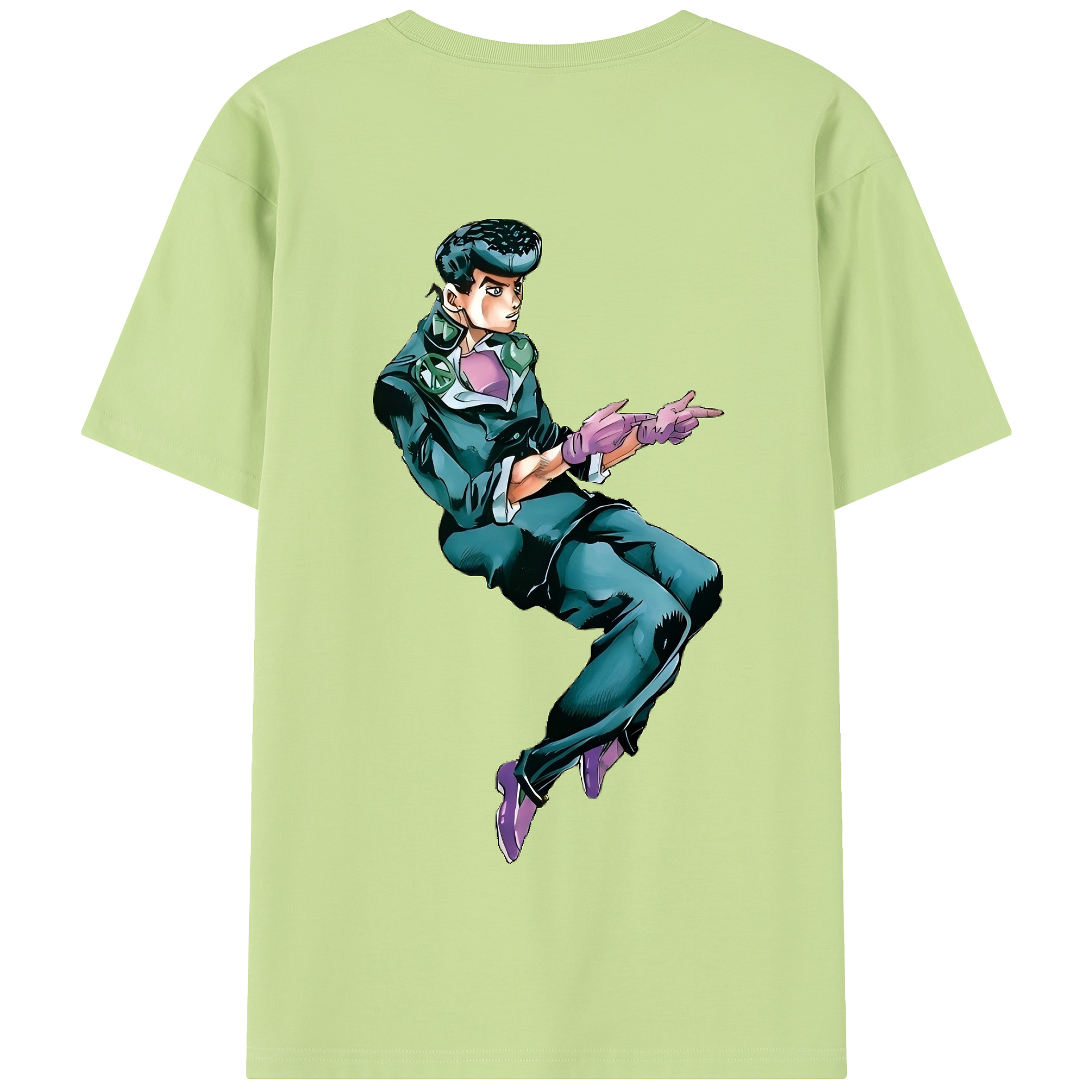 （画像用） ジョジョの奇妙な冒険 ひがしかた じょうすけ JoJo's Bizarre Adventure Higashikata Josuke 綿100％半袖Tシャツ（背面プリント）